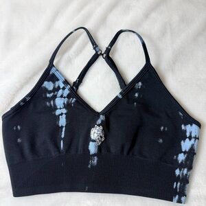 Darc Sport Everson Seamless Sports Bra Serpent Print Black Blue Medium